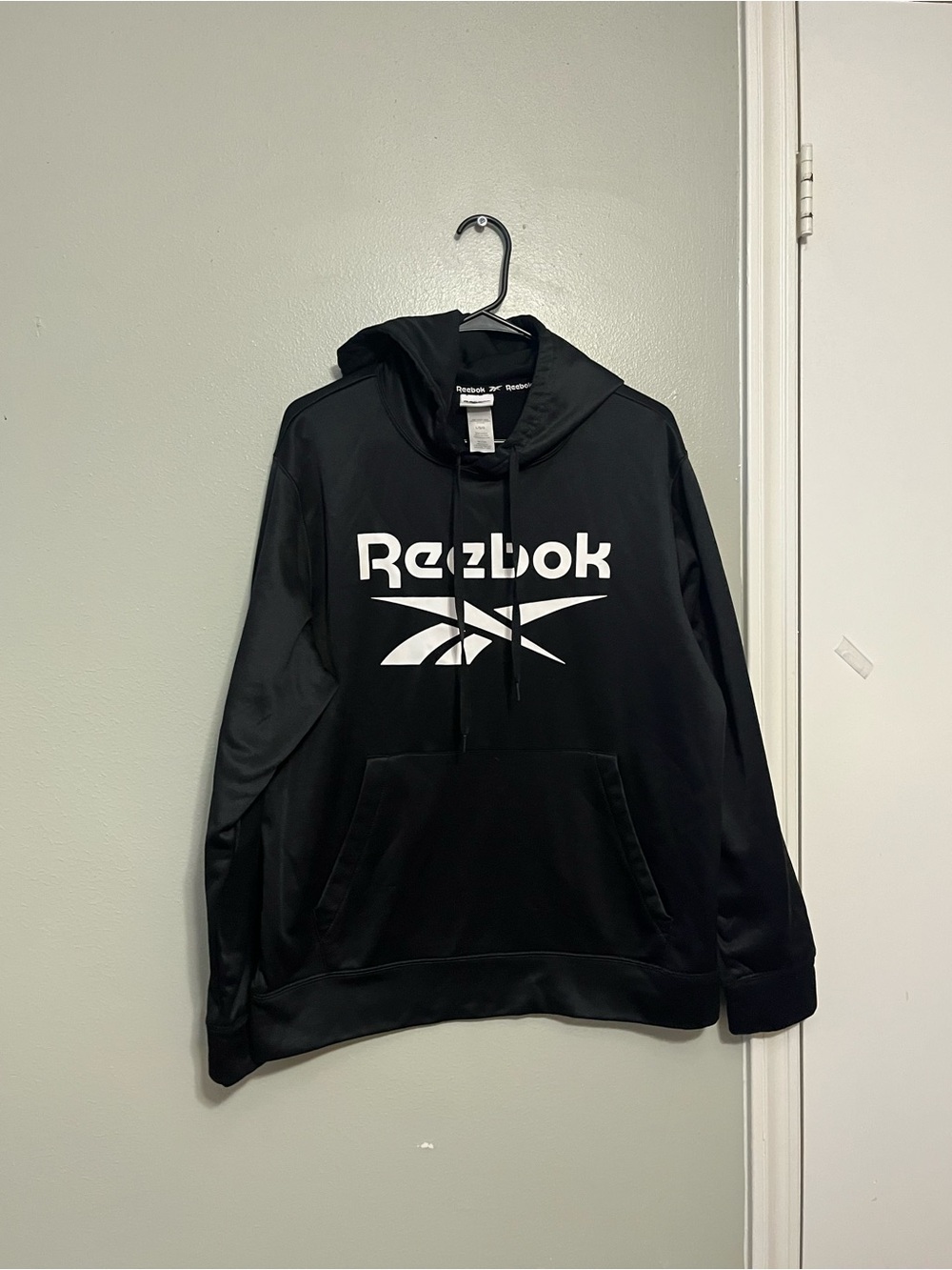 Reebok Black Hoodie with Branded Neck Tape